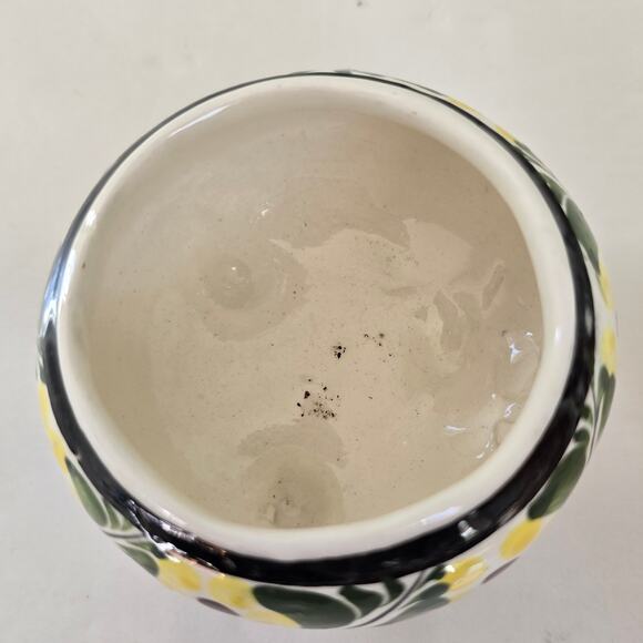 Vintage Tonala Mexico Small Covered Ceramic Trinket Box Yellow Bird Floral Boho - Picture 6 of 10